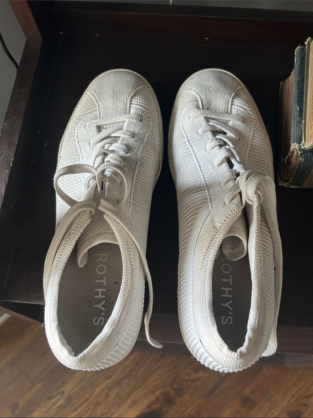 Rothy's Cream Knit Lace-Up Sneakers - Neutral Taupe